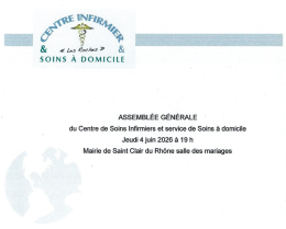 ASSEMBLÉE GÉNÉRALE – Centre Infirmier & Soins à Domicile « Les Roches »
